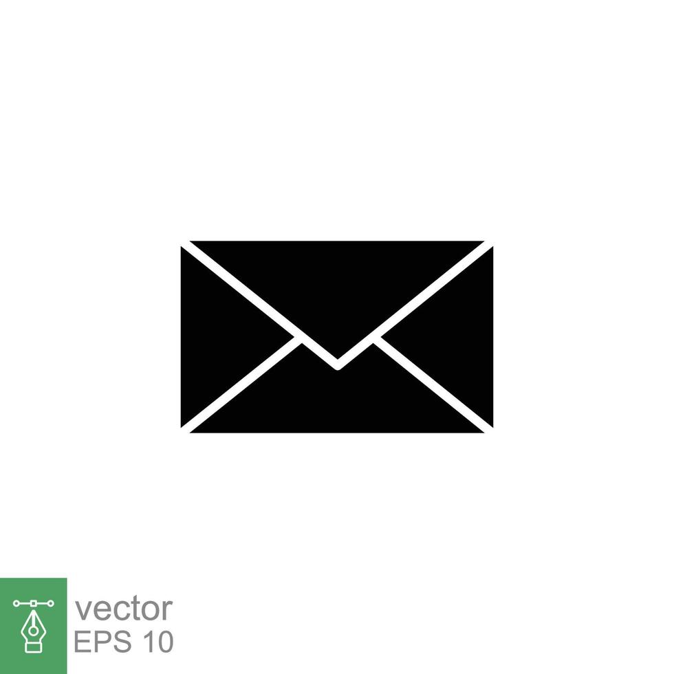 correo electrónico sobre icono. sencillo sólido estilo. mensaje, correo, carta, comunicación concepto. negro silueta, glifo símbolo. vector ilustración diseño en blanco antecedentes. eps 10