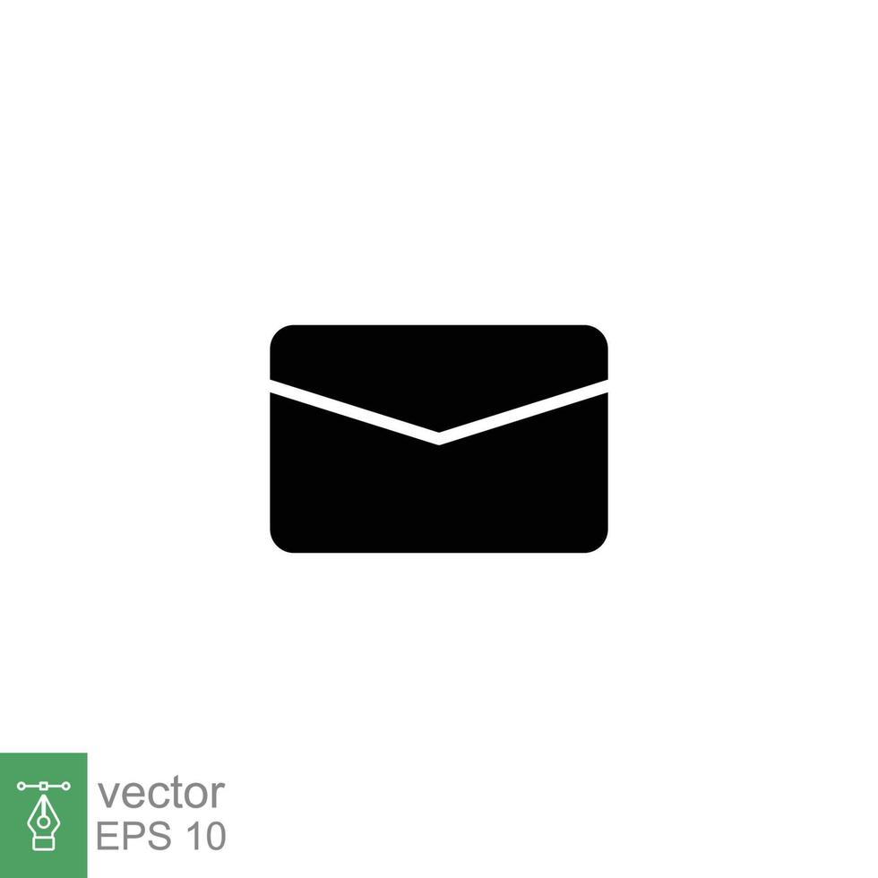 Email envelope icon. Simple solid style. Message, mail, letter, communication concept. Black silhouette, glyph symbol. Vector illustration design on white background. EPS 10.