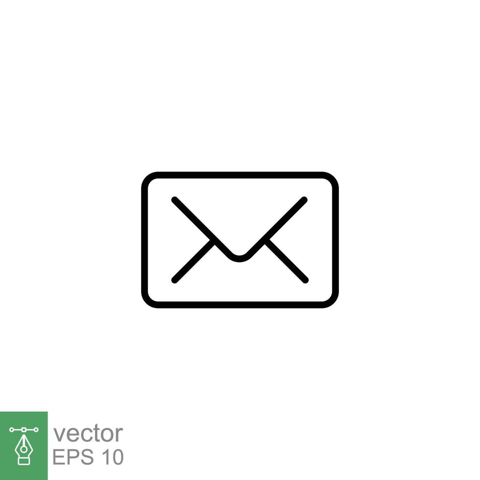 Email envelope icon. Simple outline style. Message, mail, letter, communication concept. Thin line symbol. Vector illustration design on white background. EPS 10.