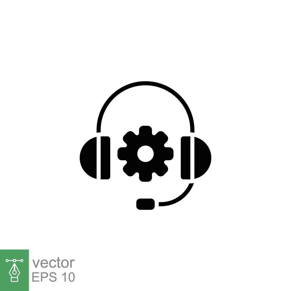 CRM icon. Simple solid style. Headset with bubble speech. Testimonials and customer relationship management concept. Black silhouette symbol. Vector illustration isolated on white background. EPS 10.