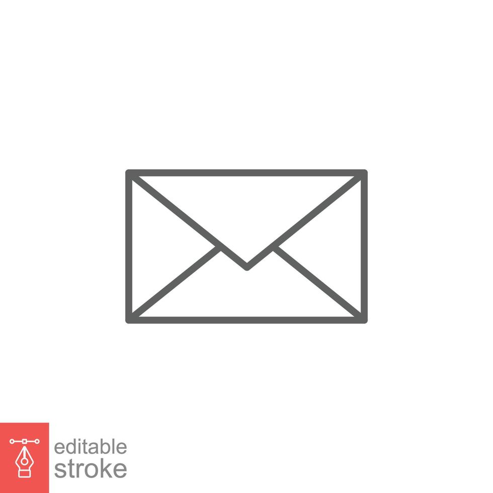 Email envelope icon. Simple outline style. Message, mail, letter, communication concept. Thin line symbol. Vector illustration design on white background. Editable stroke EPS 10.