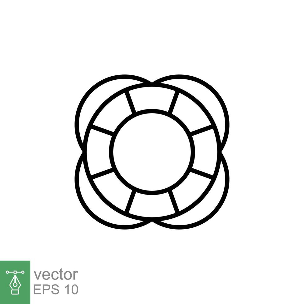 Lifebuoy icon. Simple outline style. Thin line symbol. SOS ring, life buoy, lifesaver, boat safety, rescue concept. Vector illustration design isolated on white background. EPS 10.