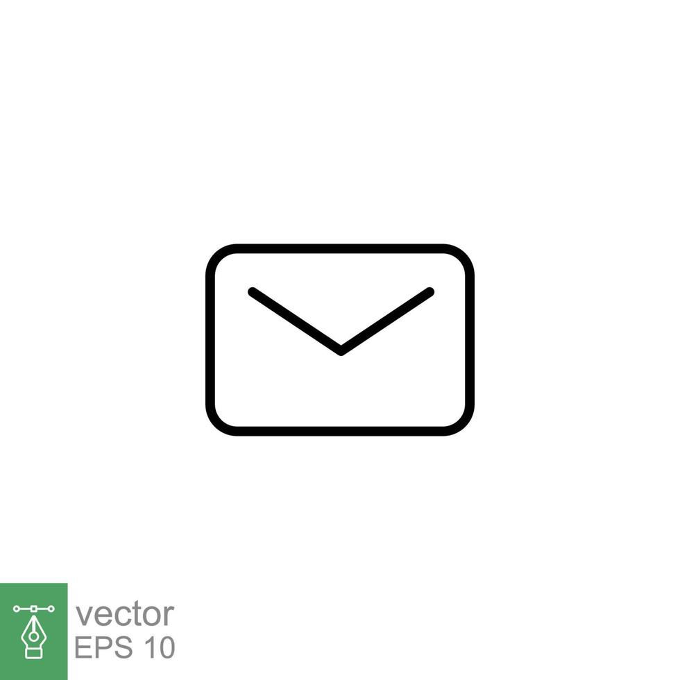 Email envelope icon. Simple outline style. Message, mail, letter, communication concept. Thin line symbol. Vector illustration design on white background. EPS 10.