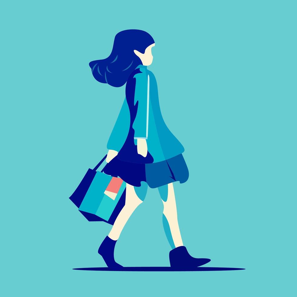 Woman shopping flat illustration vector