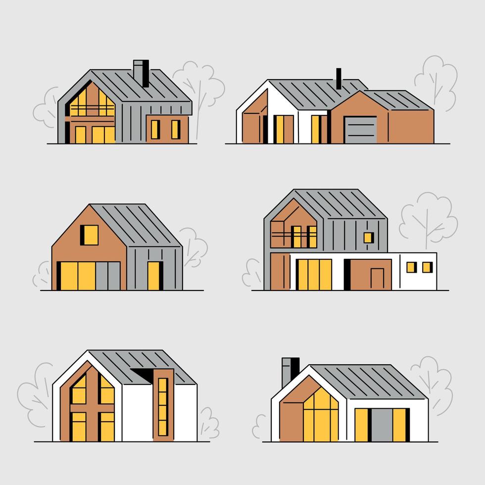 minimalism houses set vector