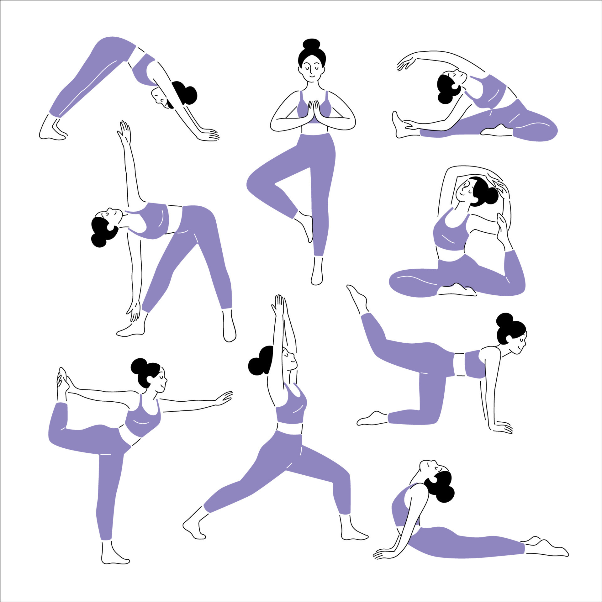 Yoga poses set 21775626 Vector Art at Vecteezy