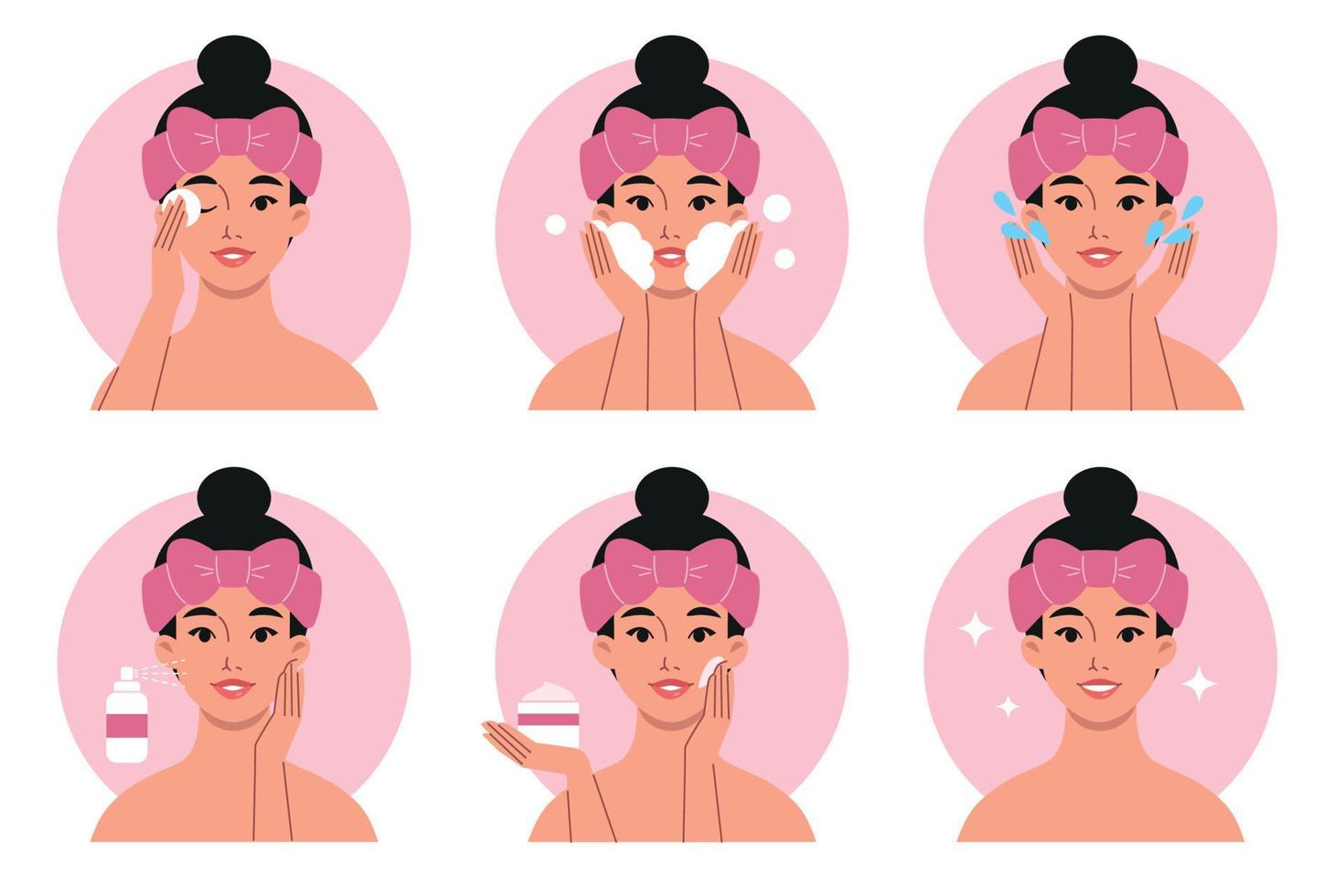 skin care routine steps vector