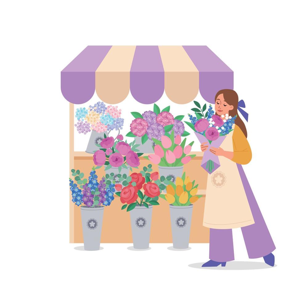 flower market illustration vector