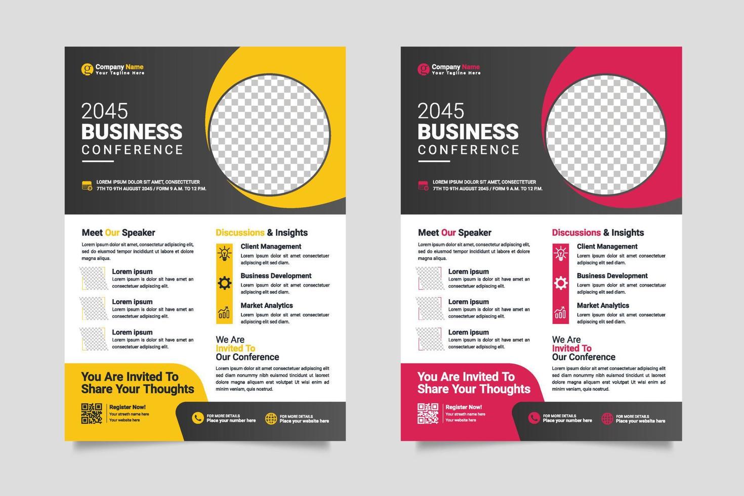 Vector conference flyer business flyer template or business live webinar conference banner