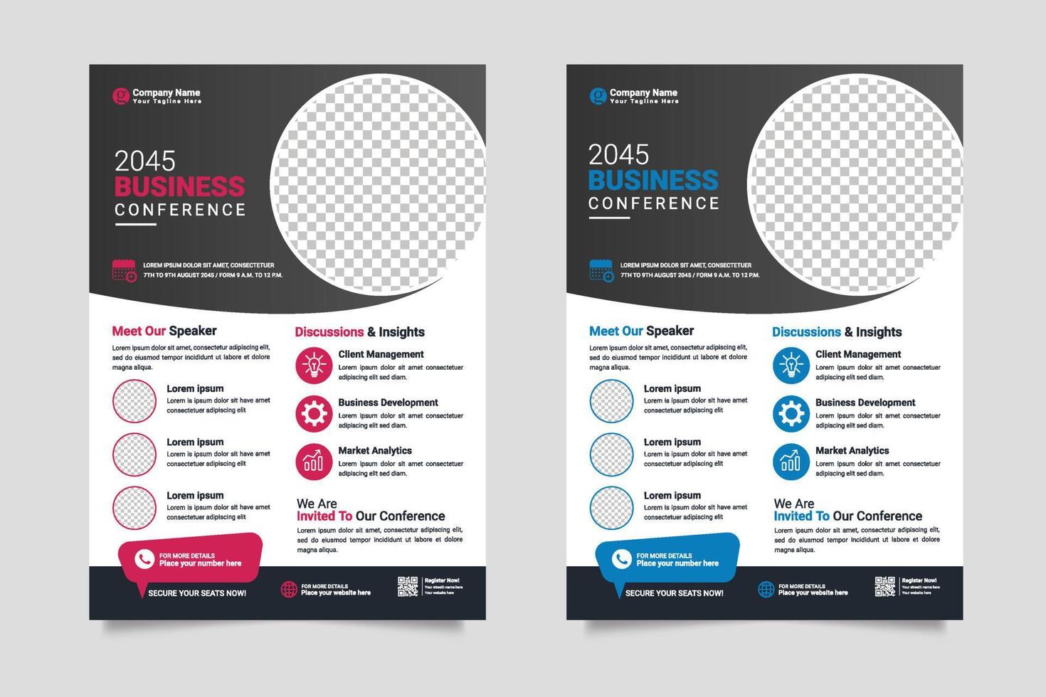 Vector conference flyer business flyer template or business live webinar conference banner