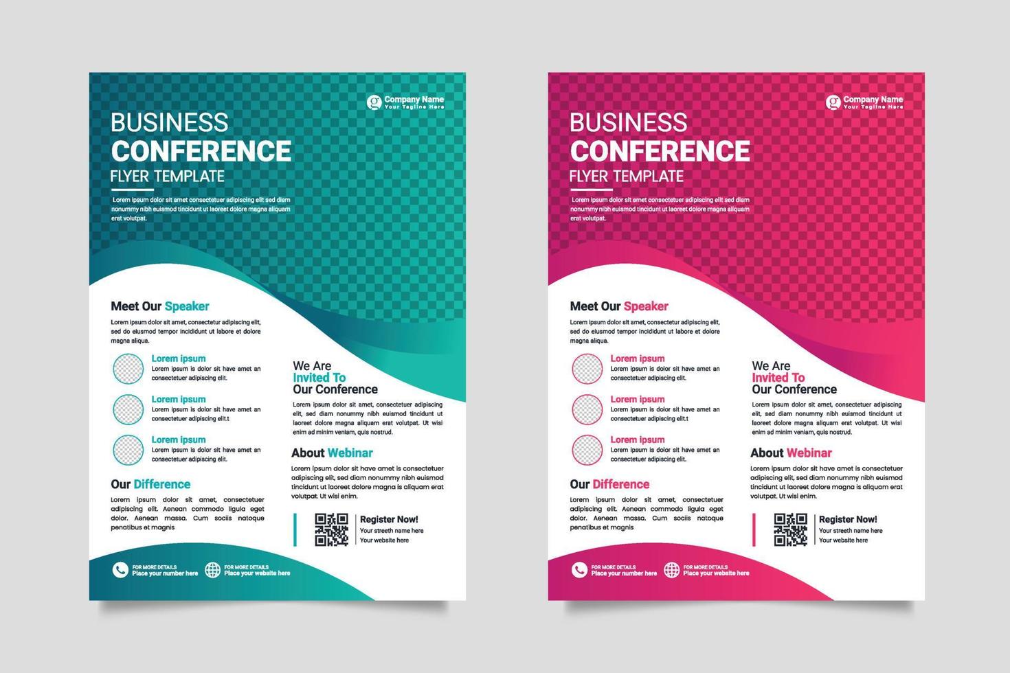 Vector conference flyer business flyer template or business live webinar conference banner