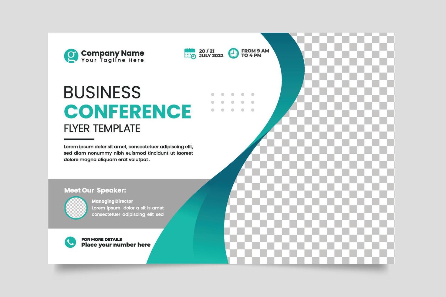 Vector corporate horizontal business conference flyer template or business live webinar conference banner