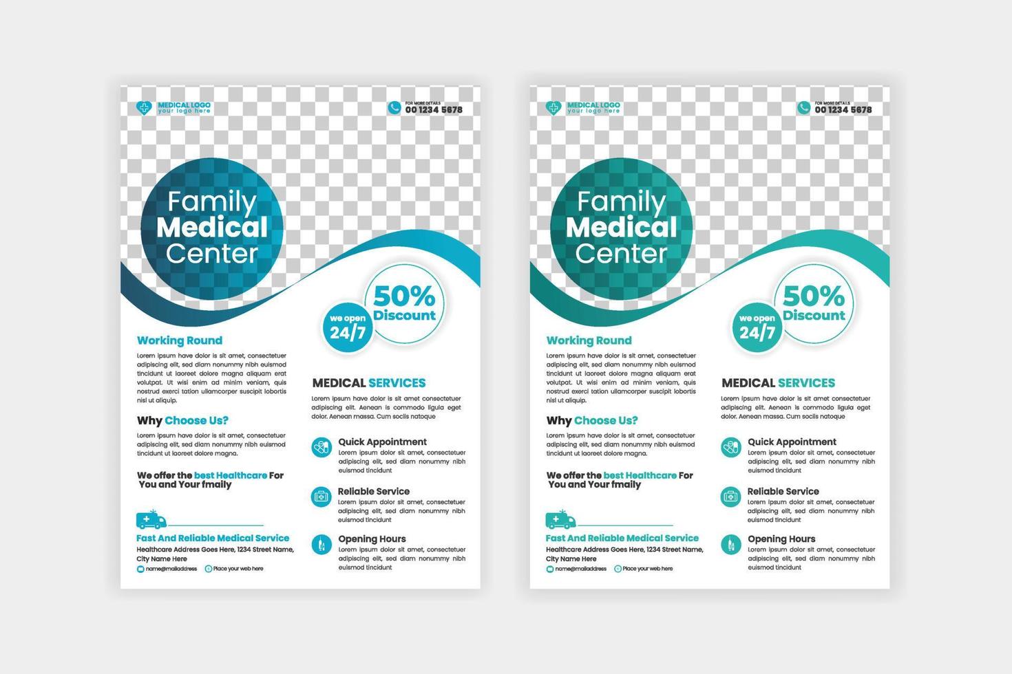 Vector simple and modern medical flyer design template
