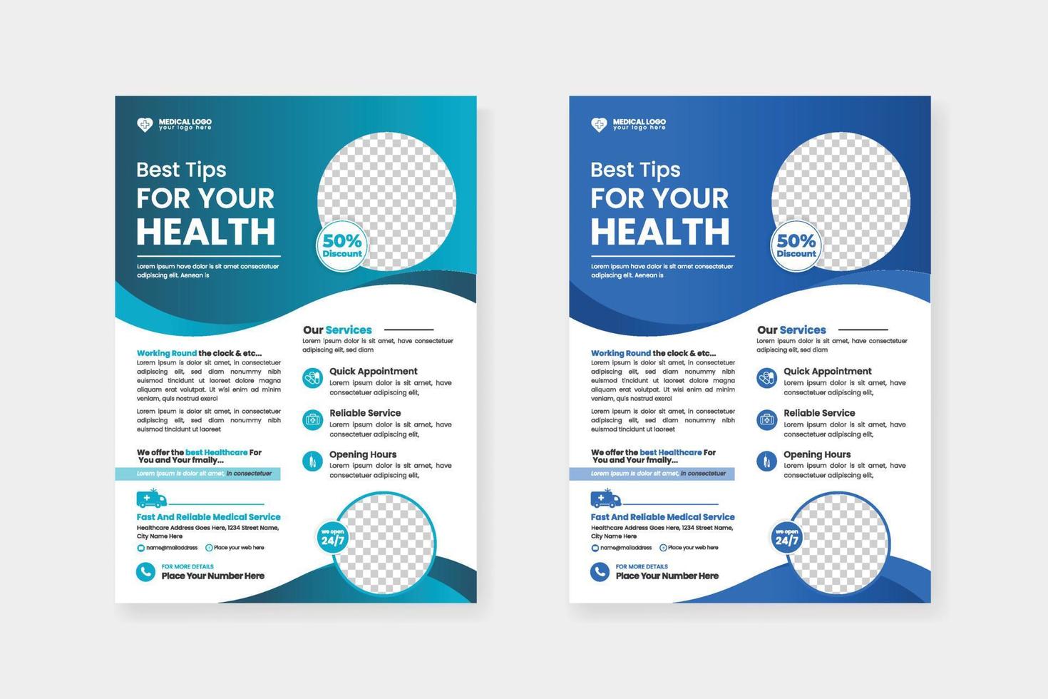 Healthcare Flyer Layout , medical flyer or poster design layout vector