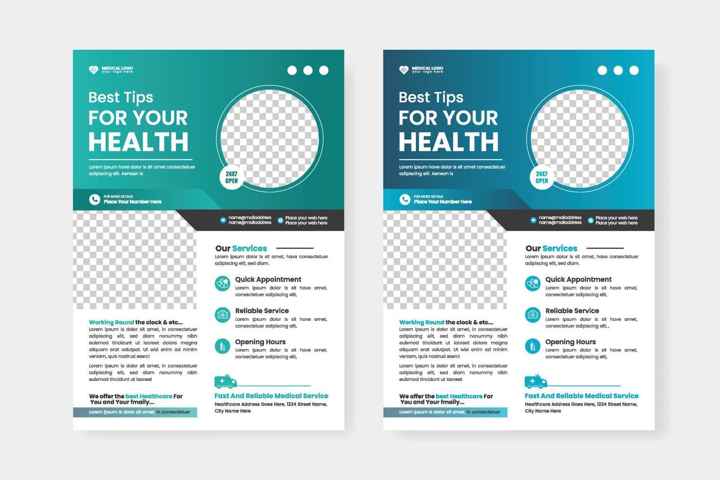 Healthcare Flyer Layout , medical flyer or poster design layout vector