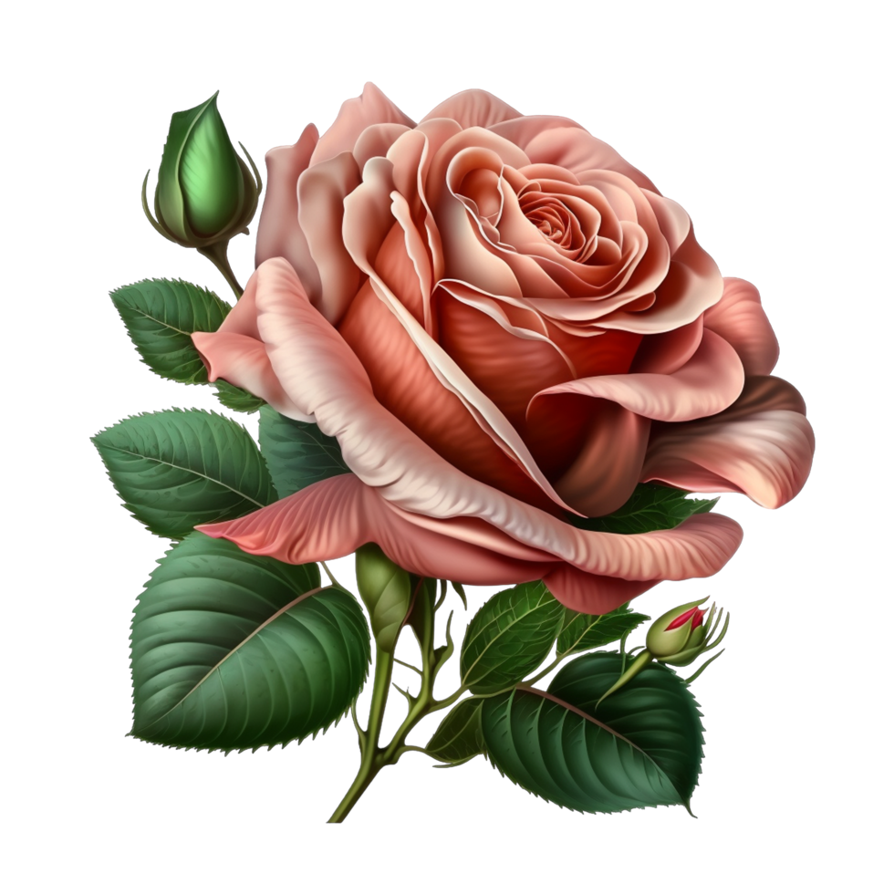 Nature Red Rose Flower With Green Leaf Beautifull Roses For Valentines Day psd