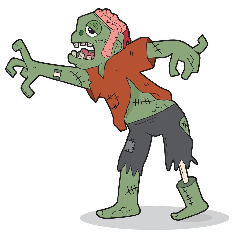 Zombie Halloween Cartoon Character. vector