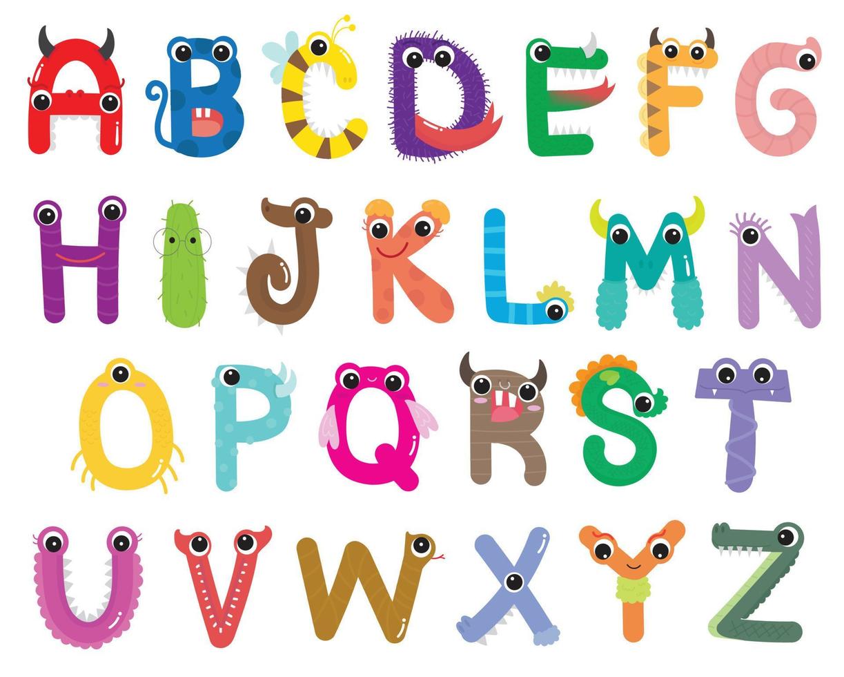alfabeto linda monstruo colocar. vector