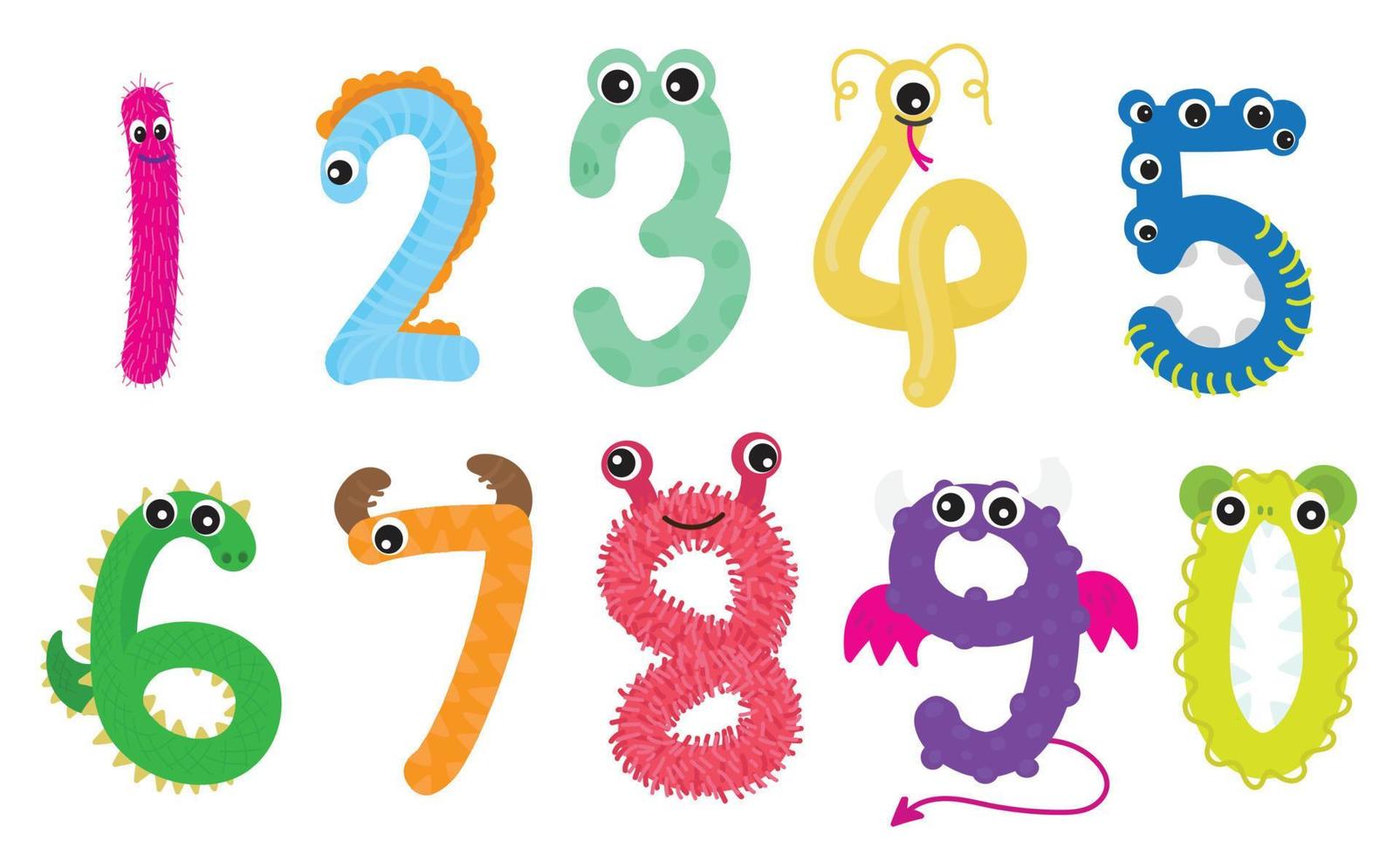 Monster number cartoon. vector