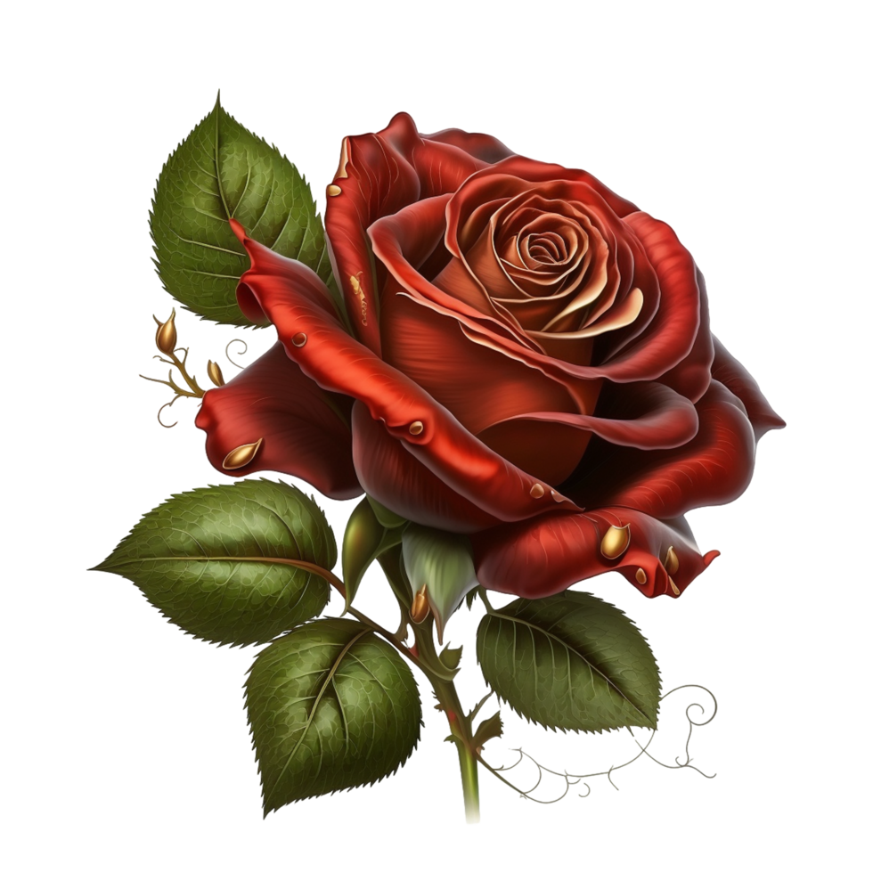 Beautifull The Nature Red Rose Flower With Green Leaves png