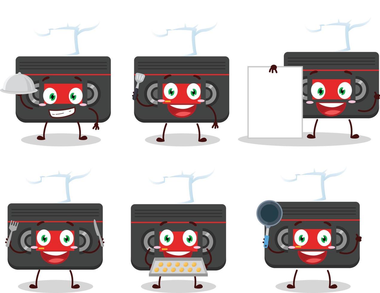 Retro cassette cartoon character bring information board vector