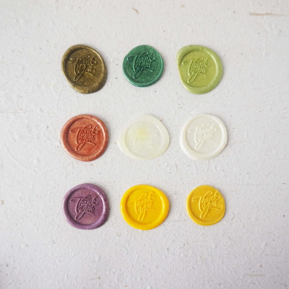 colorful thank you wax coin for vintage wedding invitation decoration photo