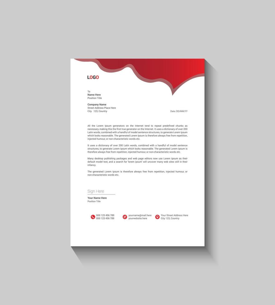 Modern And Simple Letterhead Template Design vector