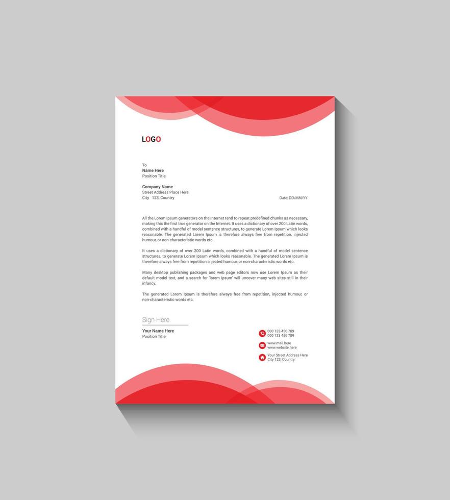 Modern And Simple Letterhead Template Design vector