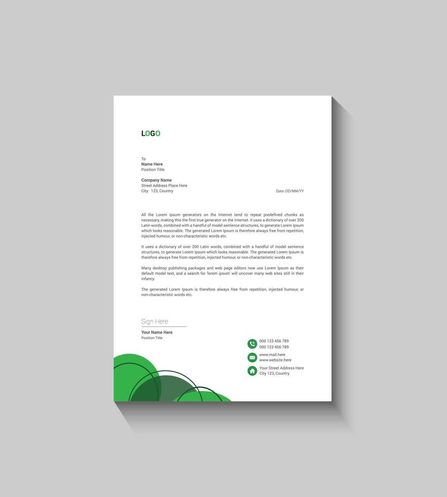 Modern and Simple Letterhead Template Design vector