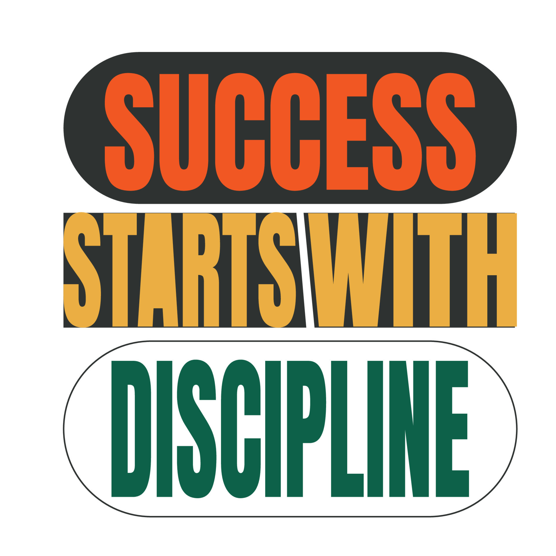 Success starts with discipline motivational gym quote. Gym vector