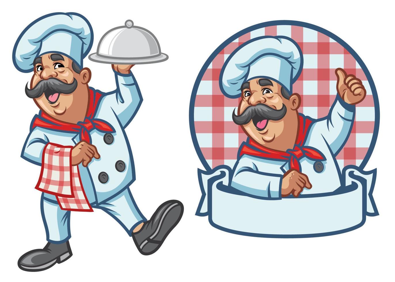 cartoon set of happy chef vector