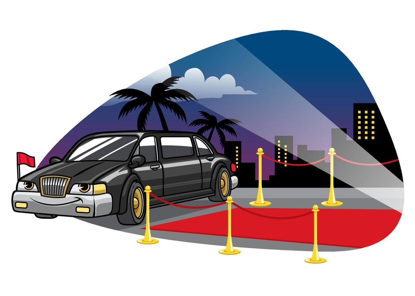dibujos animados limusina coche a el rojo alfombra vector