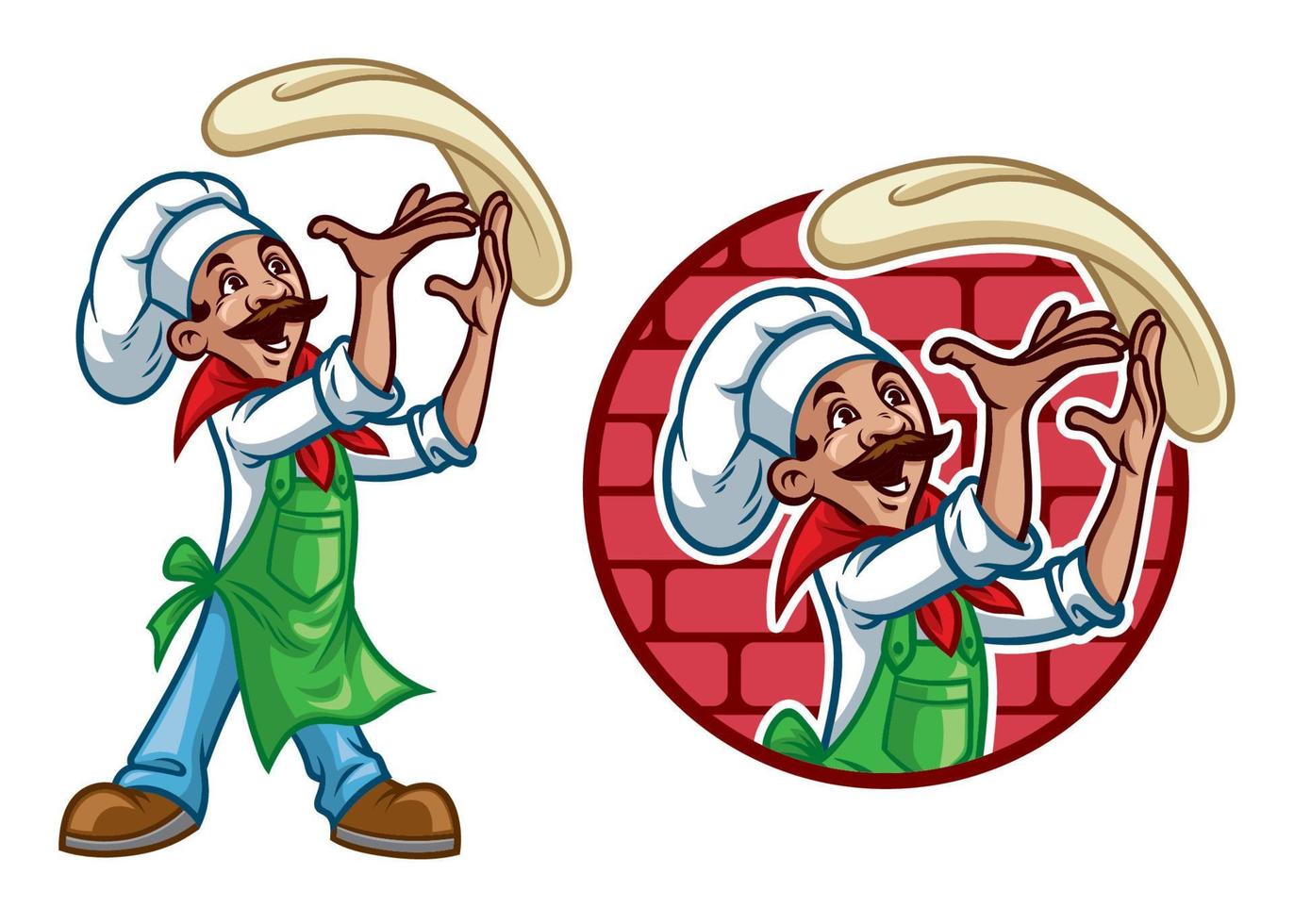 happy Chef throw the pizza vector