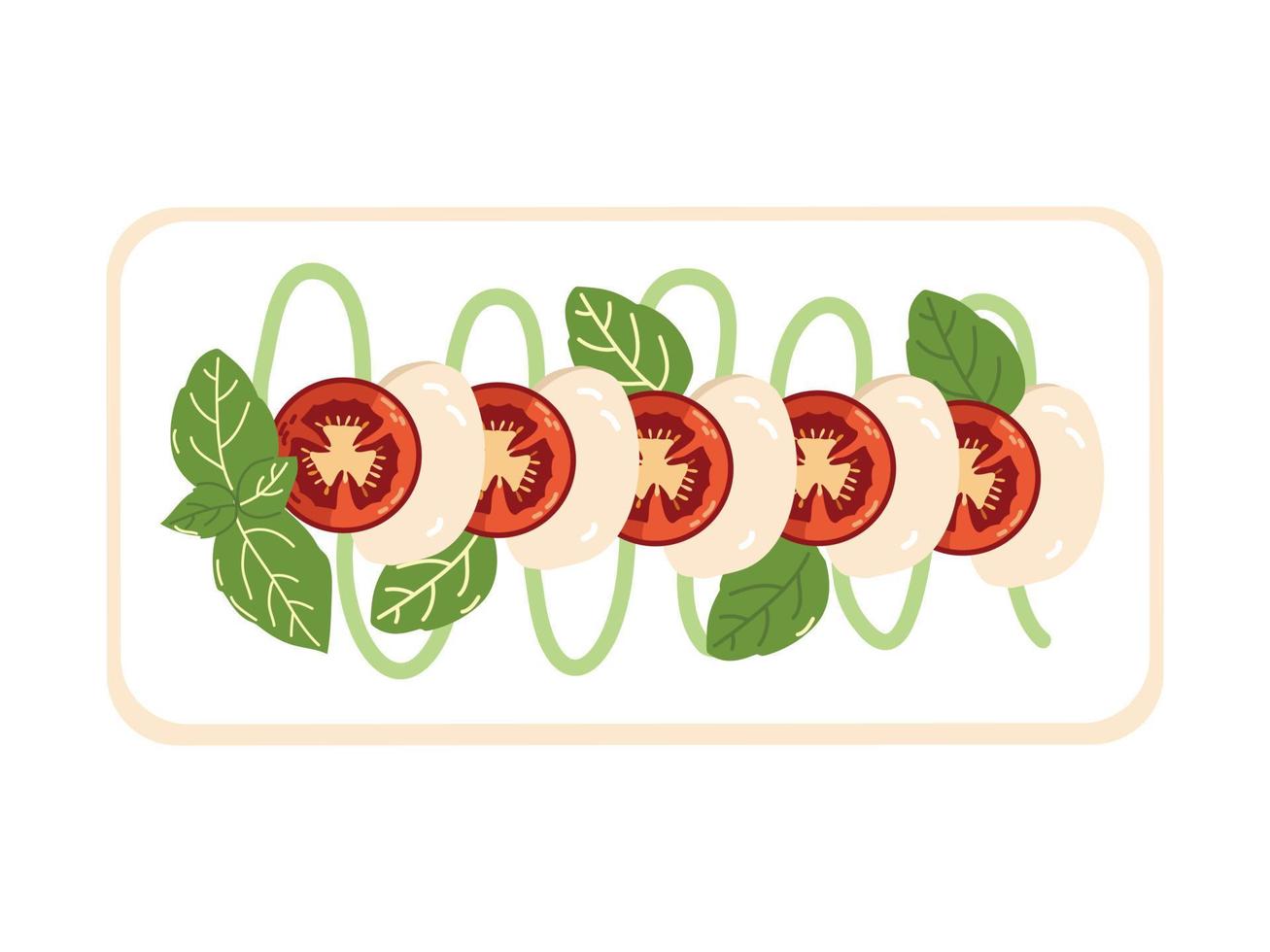 Italian Caprese salad with mozzarella and basil vector