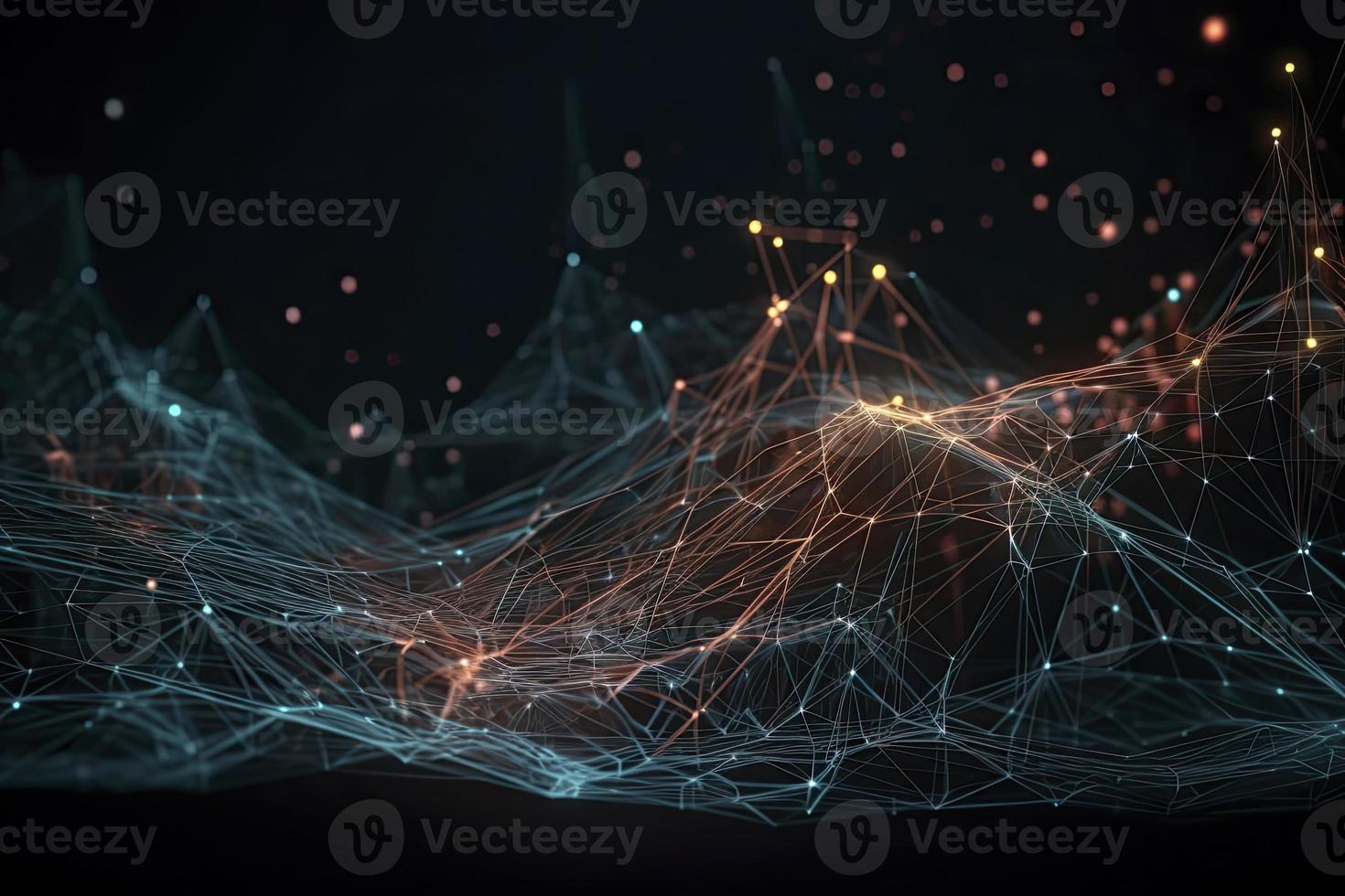 Abstract technology big data background concept. Artificial intelligence tech. Big data and cybersecurity. Transfer and storage of data sets, blockchain, server. Colorful background photo