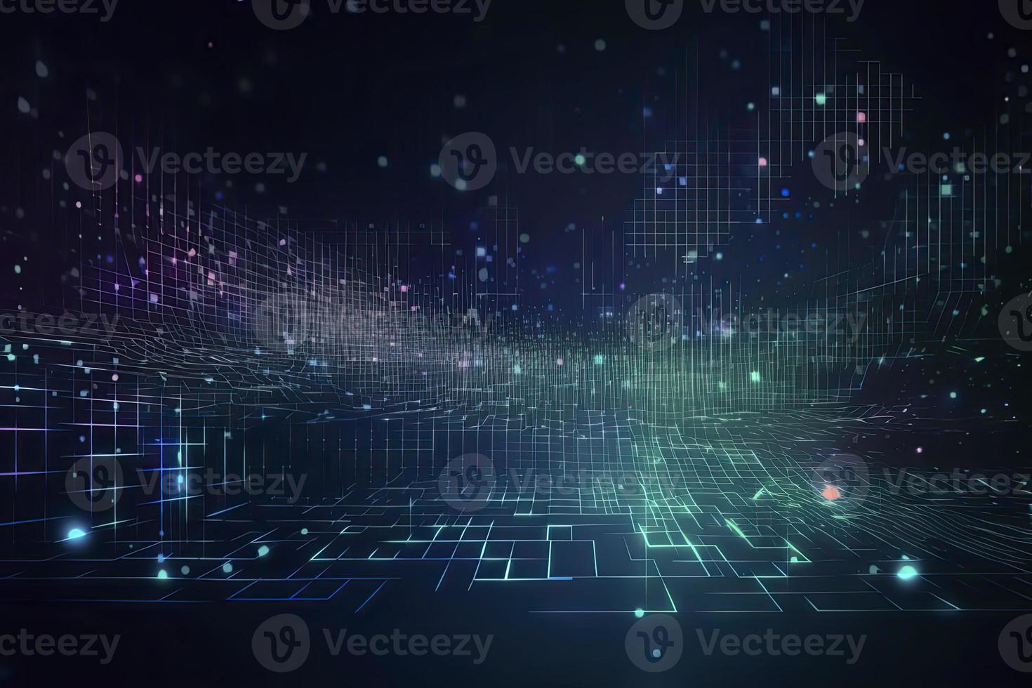 Abstract technology big data background concept. Artificial intelligence tech. Big data and cybersecurity. Transfer and storage of data sets, blockchain, server. Colorful background photo