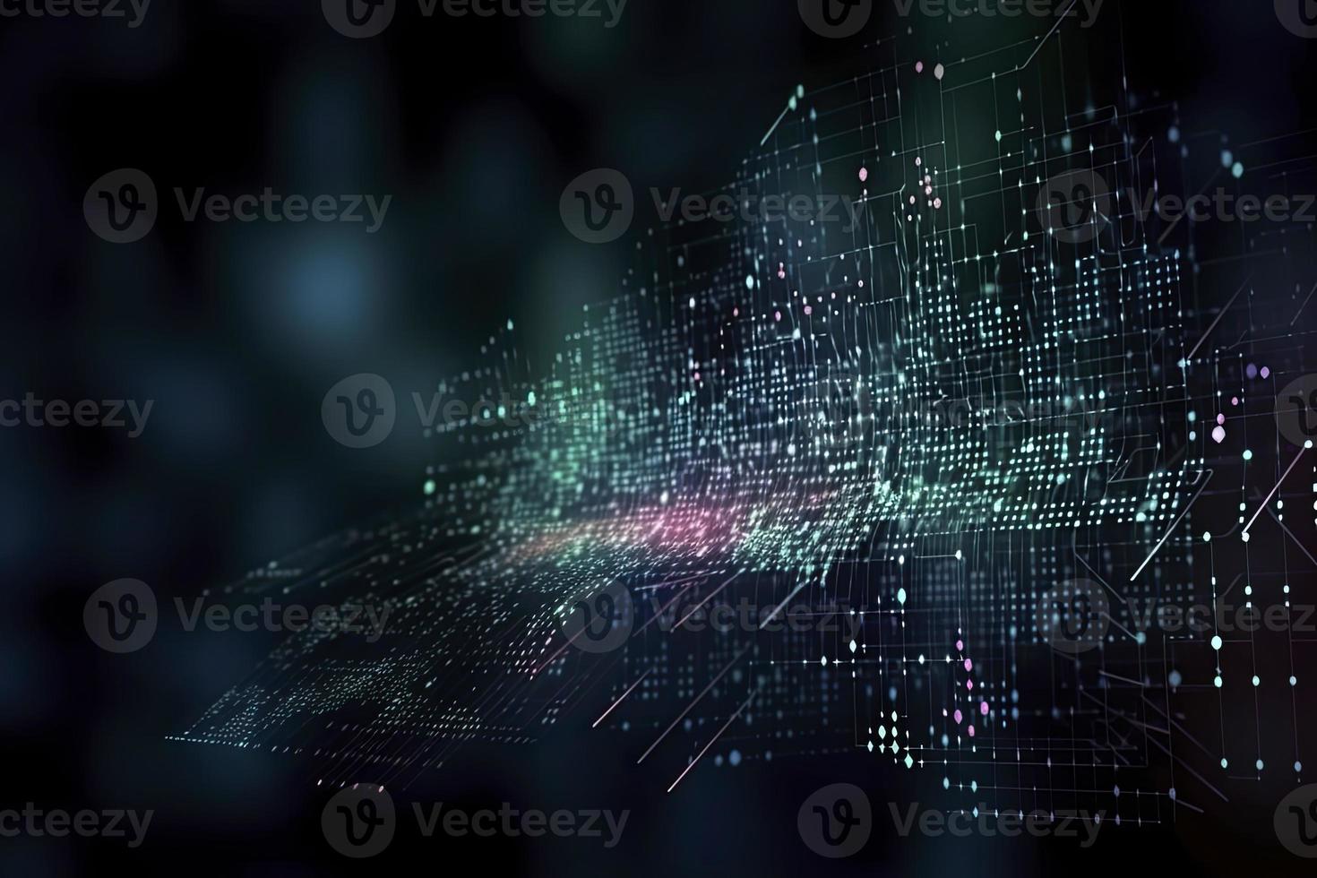 Abstract technology big data background concept. Artificial intelligence tech. Big data and cybersecurity. Transfer and storage of data sets, blockchain, server. Colorful background photo