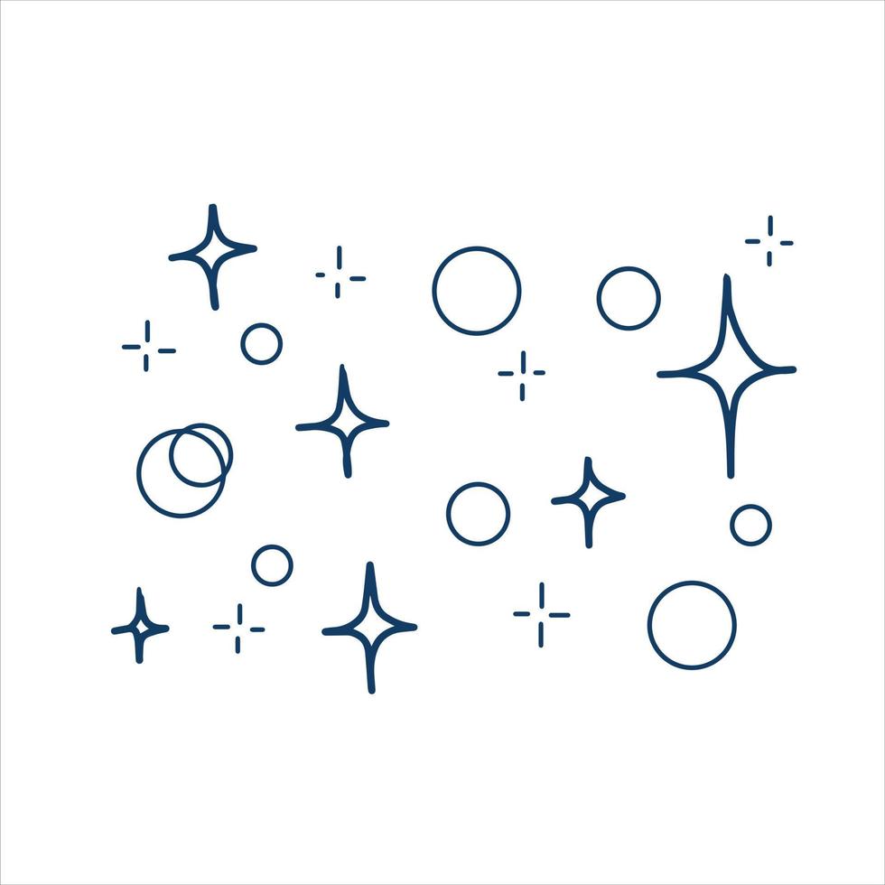 Hand Drawn Doodle star. Black and White Sparkling effect. vector