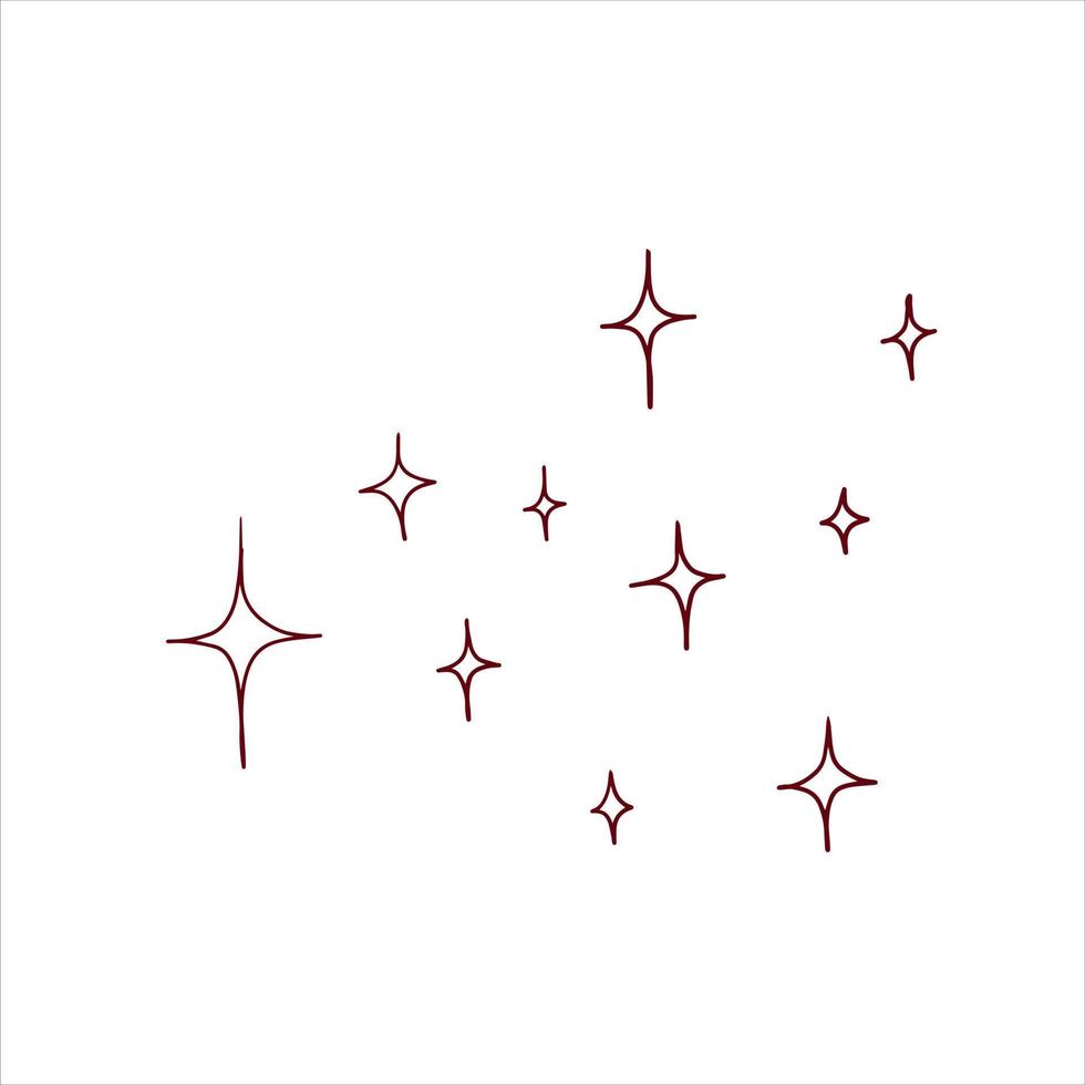 Hand Drawn Doodle star. Black and White Sparkling effect. vector