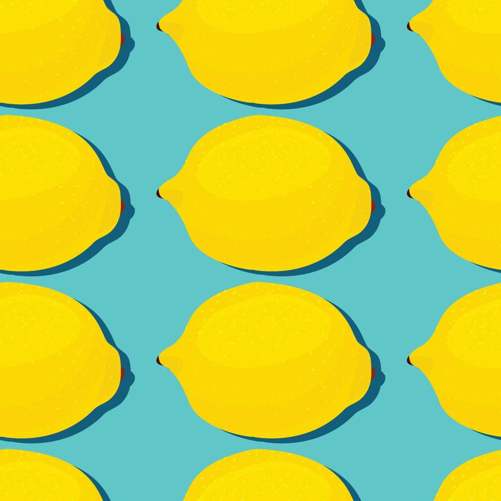 Trendy minimal summer seamless pattern with whole, sliced fresh fruit lemon on color background vector