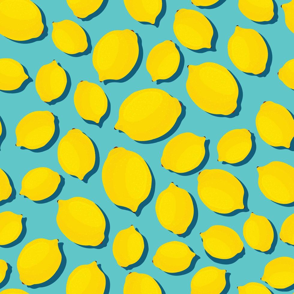 Trendy minimal summer seamless pattern with whole, sliced fresh fruit lemon on color background vector