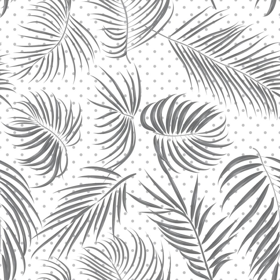 Seamless hand drawn tropical pattern with areca leaves, jungle exotic leaf on white background vector