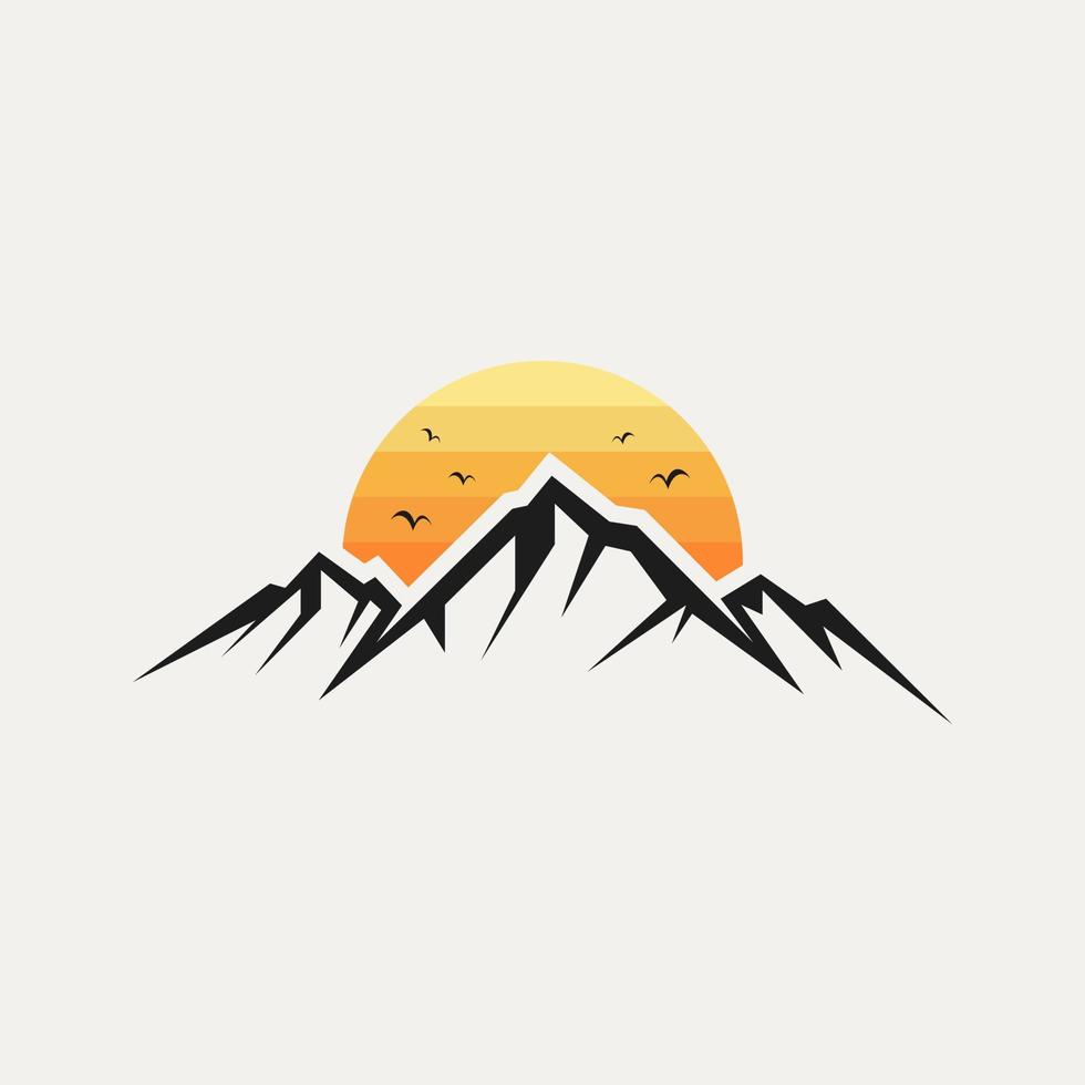 unique nature mountain sunset vector