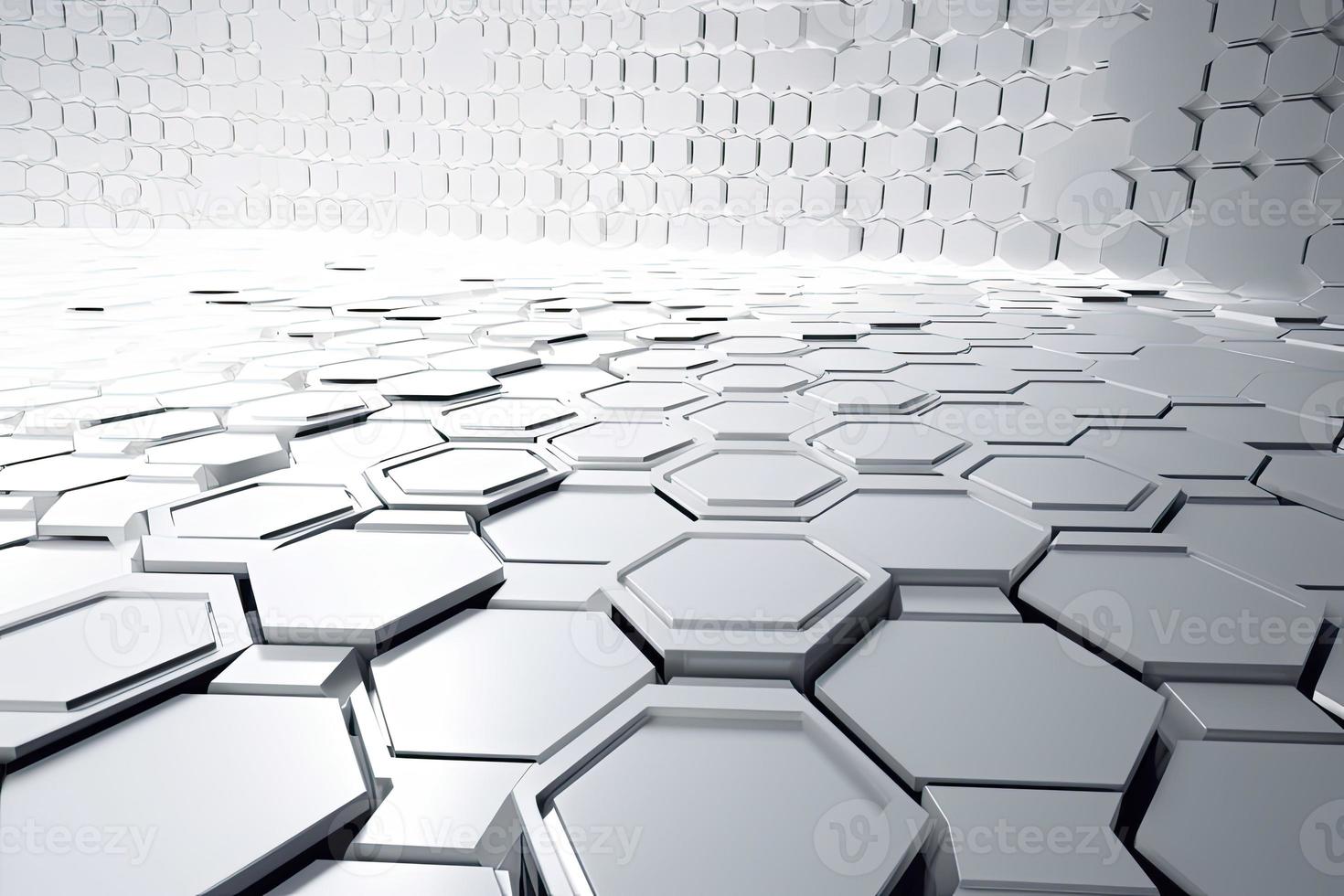 Abstract futuristic surface concept with hexagons. Trendy sci-fi technology background photo