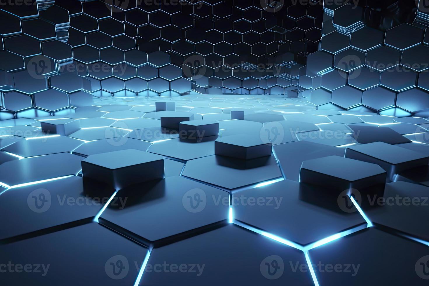 Abstract futuristic surface concept with hexagons. Trendy sci-fi technology background photo