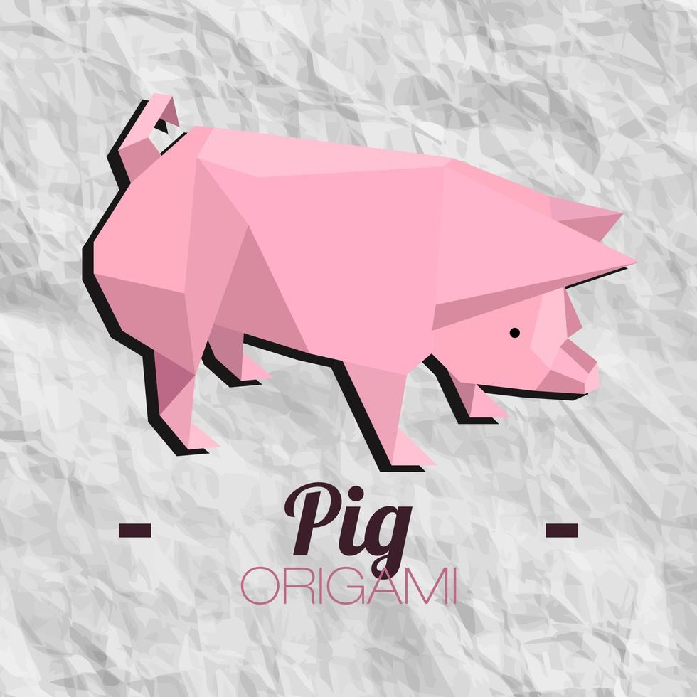 cerdo animal papel origami vector diseño