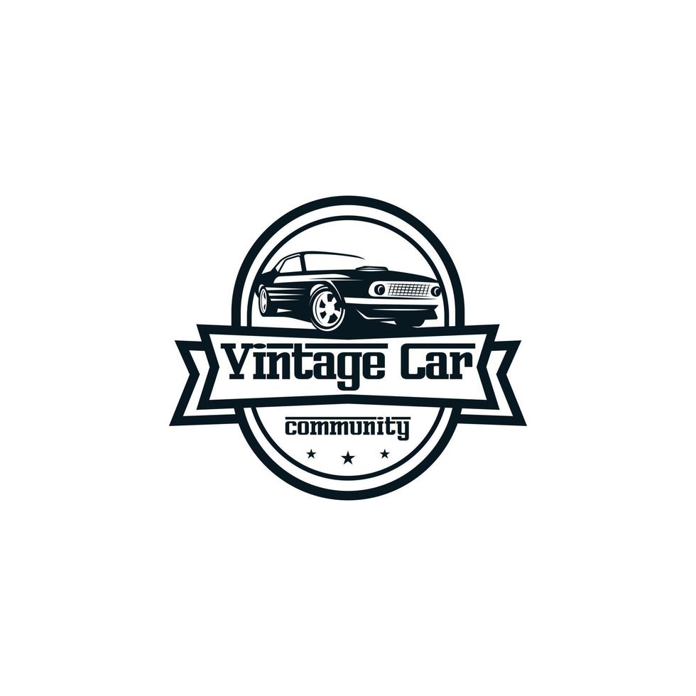 Vintage classic car logo design. Awesome a classic car with circle logo
