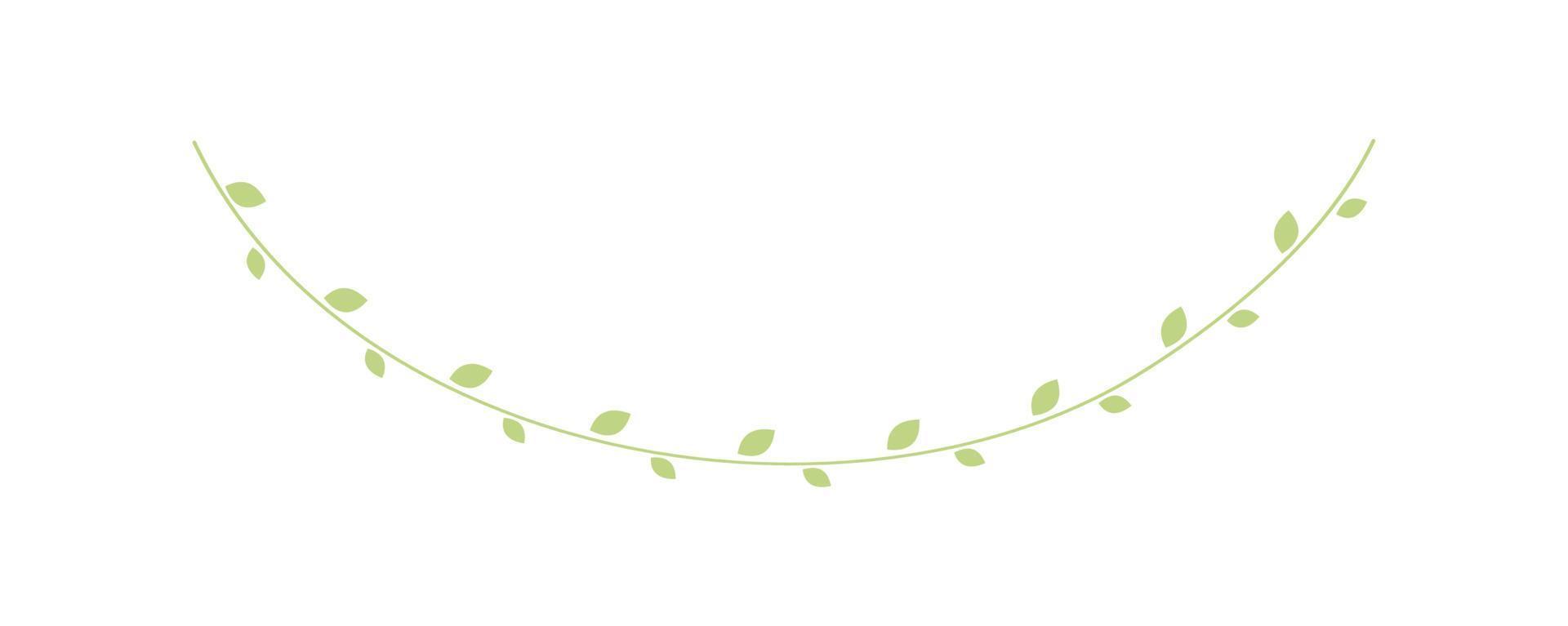 Green hanging vine garland vector illustration. Simple minimal floral botanical vine curtain design elements for spring.