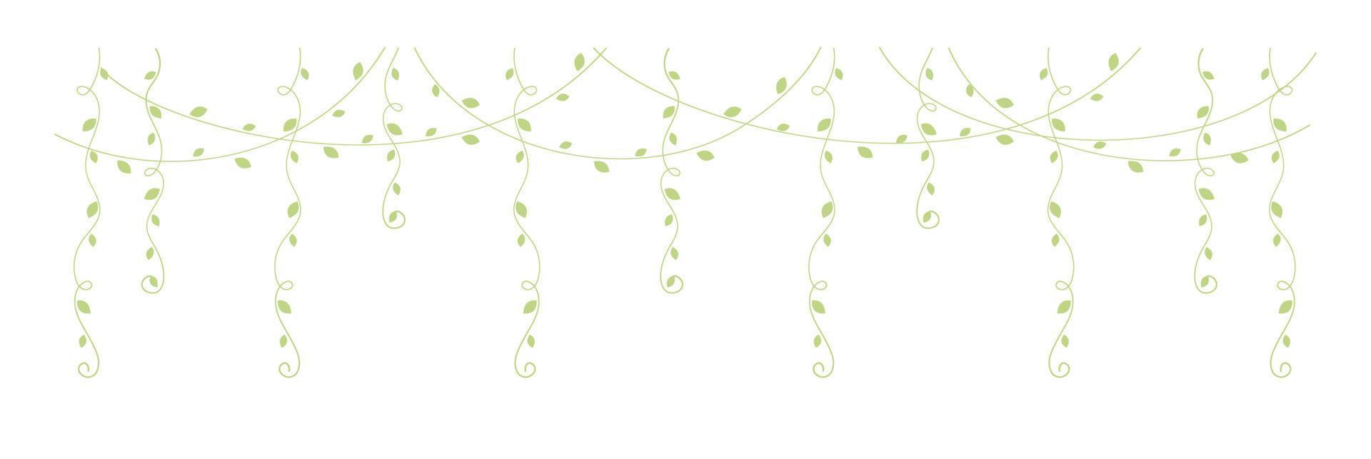 Green hanging vines vector illustration. Simple minimal floral botanical  vine curtain design elements for spring. 21777689 Vector Art at Vecteezy