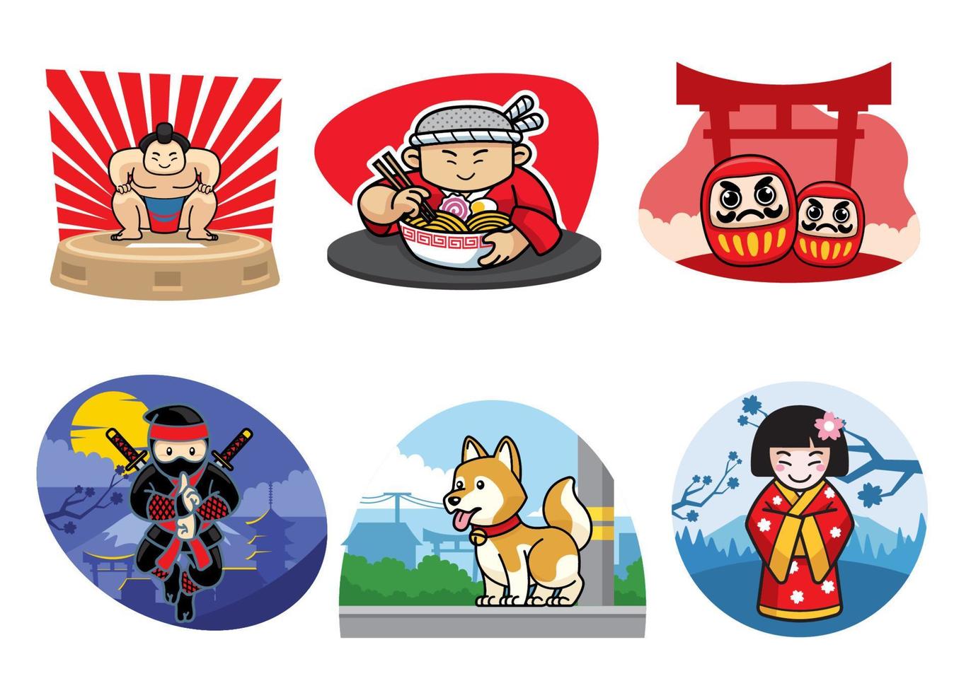 Japan set design vector